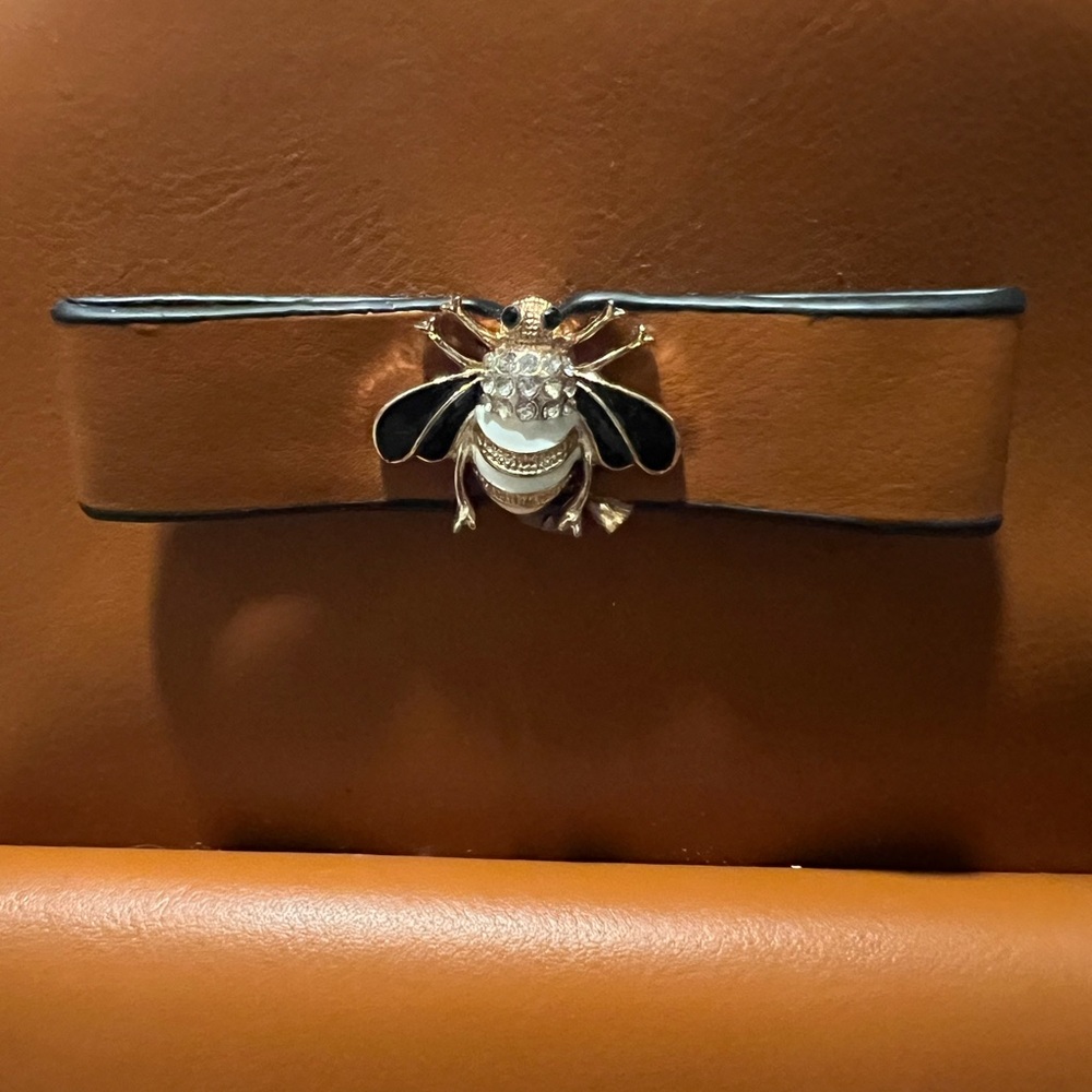 Mini Brown Leather Backpack with Bee Accent - Picture 4 of 4